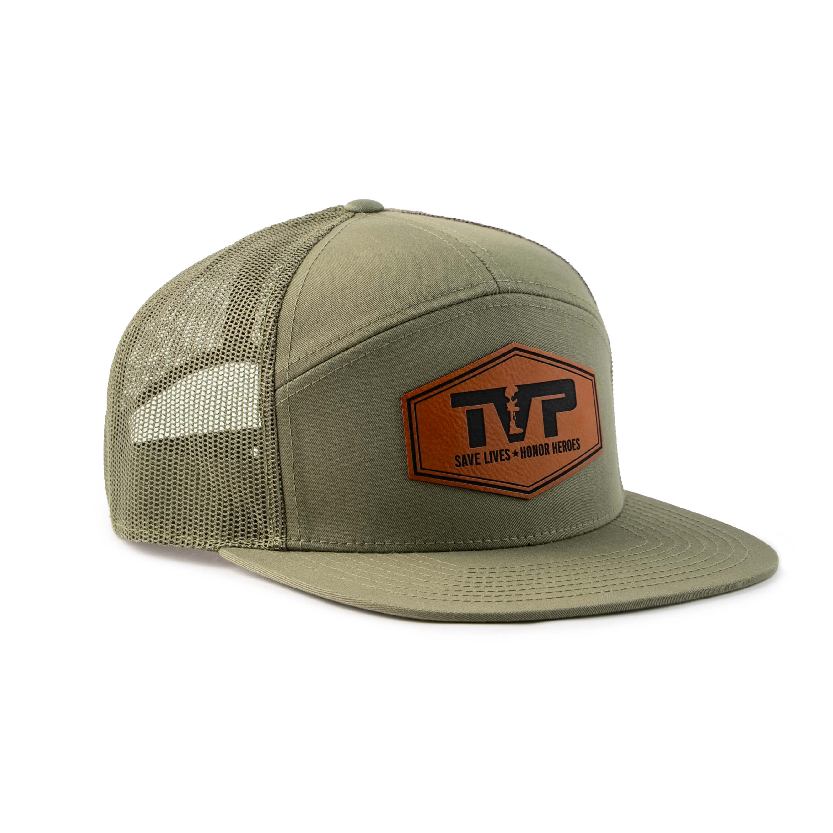 T.V.P. Leather Hex Flat 7 Panel Trucker - Image 3