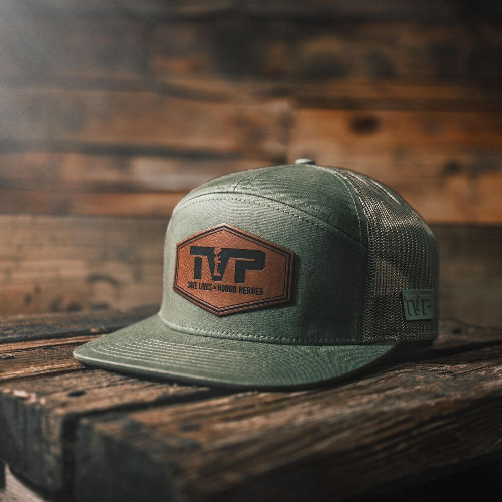 T.V.P. Leather Hex Flat 7 Panel Trucker - Image 6
