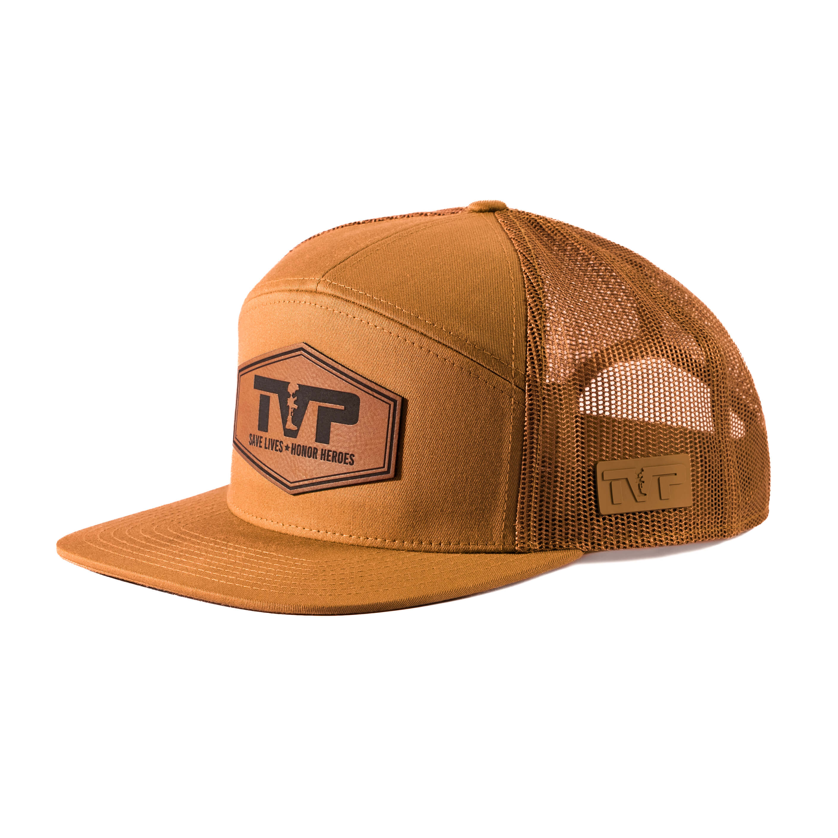 T.V.P. Leather Hex Flat 7 Panel Trucker - Image 7