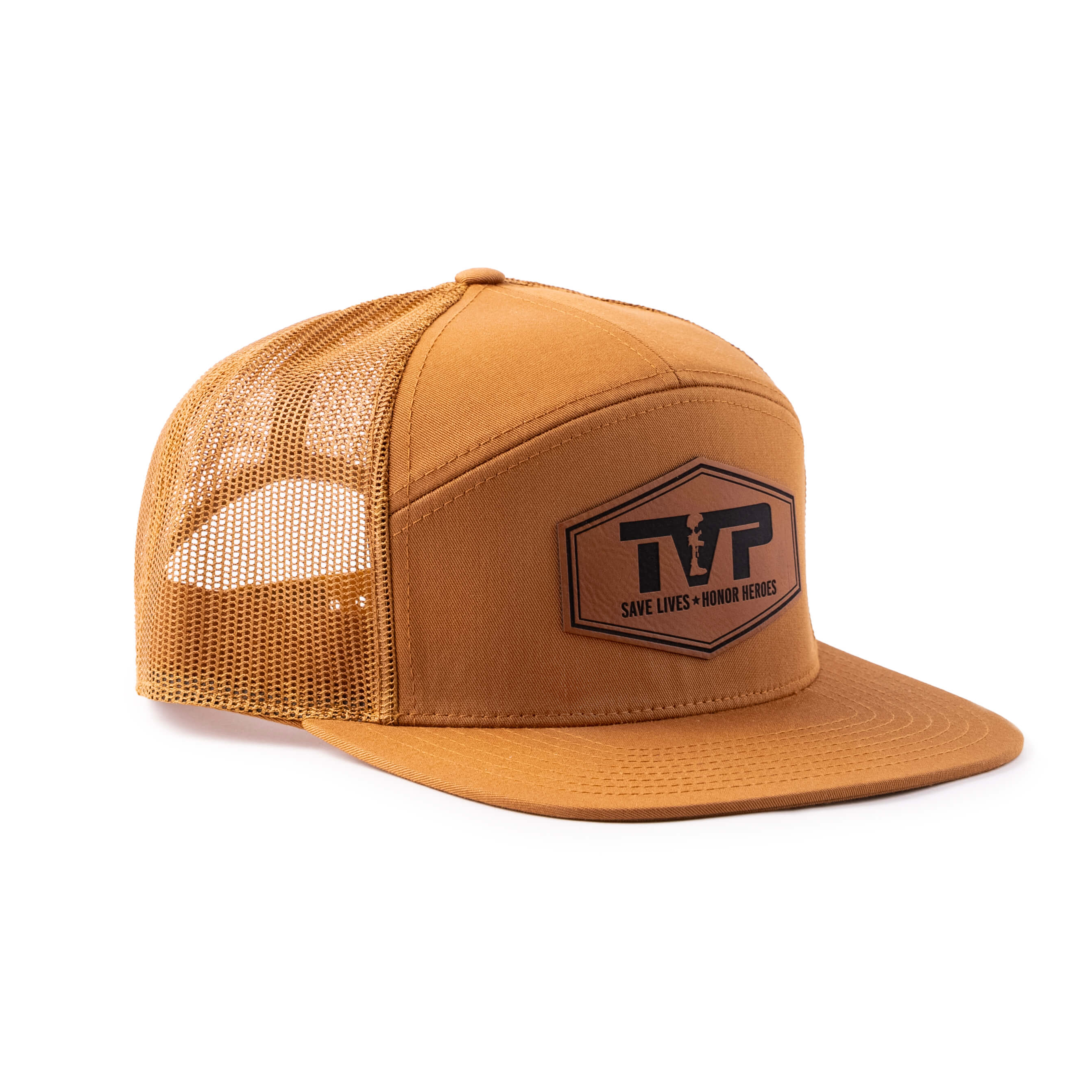T.V.P. Leather Hex Flat 7 Panel Trucker - Image 9